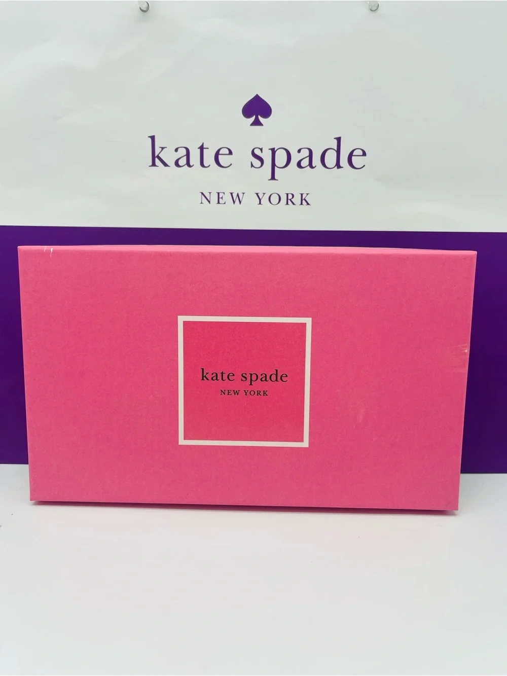 kate spade Hot Pink Box with Purple Logo Accent New